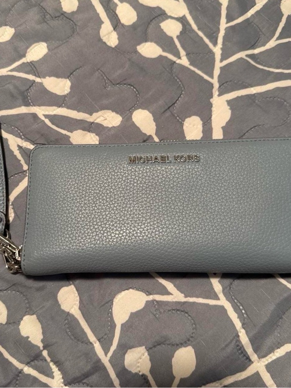 Michael Kors Pebbled Leather Wristlet Wallet in Slate Blue